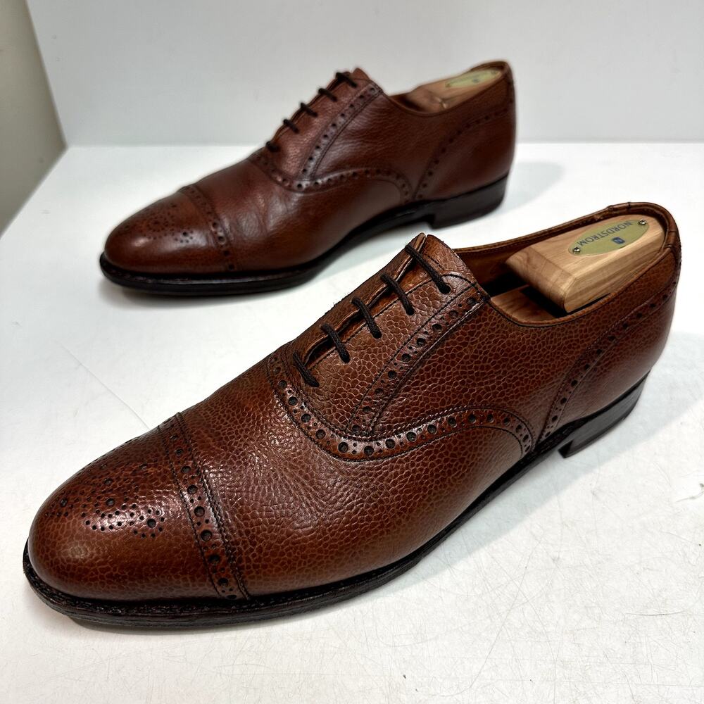 NEW HEELS Tricker's Brown Scotch Grain Oxford Bal Bench Made in England US 10 D - Picture 6 of 12